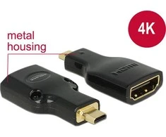 DELOCK Adapteriai Didelės spartos HDMI su eternetu – HDMI Micro-D vyriškas > HDMI-A moteriškas 4K juodas