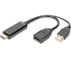 Assmann Electronic DIGITUS HDMI M to DP F su išoriniu maitinimu 4K 30Hz 2m Juodas