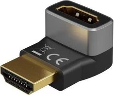 Goobay HDMI Angled Adapteris 90° Vertical, 8K at 60 Hz, Gold-Plated, Juodas/Sidabrinis | 72009