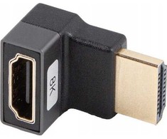 LANBERG adapter HDMI - HDMI M/F 8K kątowy góra aliuminio sidabrinė
