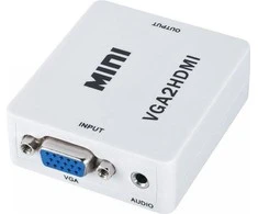 Adapteris AV LechPol HDMI - D-Sub (VGA) + lizdas 3,5 mm baltas (KOM0846)