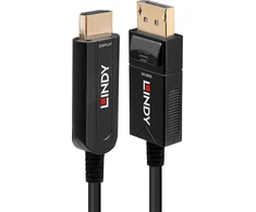HDMI Laidas - LINDY Šviesolaidinis DisplayPort 1.2 į HDMI 18G Laidas, 40 m, Juodas