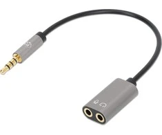 Manhattan 3,5 mm 4 kontaktų M į 2 x 3,5 mm 3 kontaktų F garso kabelio adapteris, 0,2 m, 356107