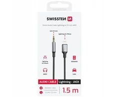 Adapteris AV Swissten Audio Adapteris Textile Lightning - 3.5mm Jack Cable 1.5m
