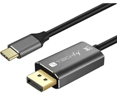 Adapteris AV Techly Kablowy ICOC USBC-DP8-18 1,8 m USB Type-C DisplayPort Juodas, Sidabrinis