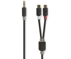 Nedis Stereo Audio kabelis jack 3.5 mm (M) - 2x RCA (F) 0.20 m juoda