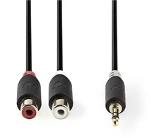 Nedis Stereo Audio kabelis jack 3.5 mm (M) - 2x RCA (F) 0.20 m juoda