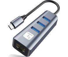 Adapteris Techly USB-C 3.1 į RJ45 gigabito tinklo plokštė su 3 USB 3.0 šakotuvu