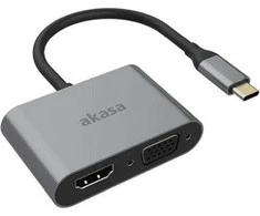 Stotis / replikatorius Akasa USB-C - HDMI - VGA Sidabrinis (AK- CBCA23- 18BK)