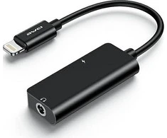 2in1 iPhone Lightning Adapteris - iPhone Lightning + Jack 3.5 AWEI (CL-121) juodos spalvos