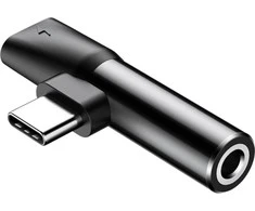 Baseus Audio adapteris L41 USB-C prie 3.5mm AUX lizdo + USB-C - Juodas