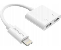 USB adapteris „Borofone Lightning“ – „Lightning x2“ Baltas (6931474739605)