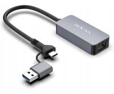 USB adapteris Bounn RJ-45 - USB-C + USB-A Sidabrinis (JL-CH01A_ETH2500)