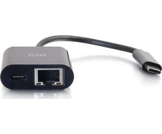 Adapteris USB C2G USB-C - RJ-45 + USB-C Juodas (82408)