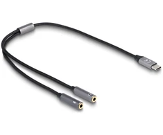 Adapteris USB Delock Headset Adapteris USB Type-C™ Wtyk DAC 24 Bit / 96 kHz Hi-Res do 2 x 3,5 mm 3 Pin Lizdas jack (66616)