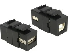 Delock Keystone USB2.0 A moteriška > USB2.0 B moteriška juoda