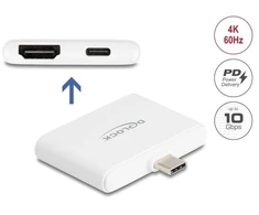 Adapteris USB Delock USB-C - HDMI + USB-C Baltas (61087)