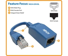 Eaton konsolės rollover kabelio adapteris, skirtas CISCO RJ45 M/F, mėlynas, 12,7 cm, 5 coliai (N034-05N-BL)