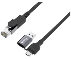 Adapteris USB Equip GigaBit USB-C+A->RJ45 St/St 1.00m juoda (133101)