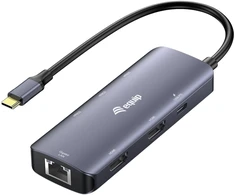 Equip 133501 knyginių kompiuterių dokas / jungčių replikatorius Vielinis USB 3.2 Gen 1 (3.1 Gen 1) Type-C Pilka