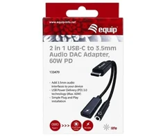 Adapteris USB Equip USB-C-> 3-Pin 3.5mm St/Bu DAC 0.12m juoda (133470)