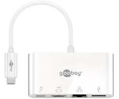 Adapteris USB Goobay Multi adapter USB-C - HDMI + Ethernet + USB-A + USB-C PD 60W Goobay Balta