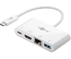 Adapteris USB Goobay Multi adapter USB-C - HDMI + Ethernet + USB-A + USB-C PD 60W Goobay Balta