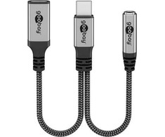 USB adapteris Goobay RB74524 USB-C – 3,5 mm lizdas + USB-C, juodas (RB74524)