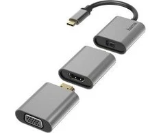 Pritaikykite. Hama USB-C kištukas -> Mini-DP -> HDMI -> VGA