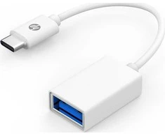 HP USB sumažinimas, (3.0), USB C (M) – USB A F, baltas, Hewlett-Packard DHC-TC105