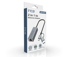 Adapteris USB Inca IUTP-01TX RJ-45 - USB-C + USB-A Mėlyna (IUTP-01TX)