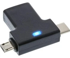 USB adapteris InLine microUSB - USB + USB- C Juodas (35804)