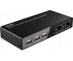 KVM Switch - LINDY 2 Prievadų HDMI 4K60, USB 2.0 ir Garso KVM Switch, Juodas