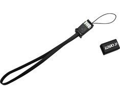 Logo USB kabelis (2.0), USB A M - microUSB (M), 0.3m, juoda, blister, smycz na nadgarstek, EOL