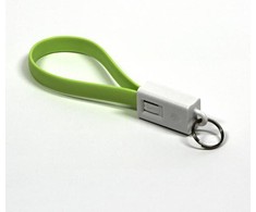 USB kabelis su logotipu (2.0), USB A M - microUSB (M), 0.2m, šviesiai žalias, lizdinė plokštelė, raktų pakabukas
