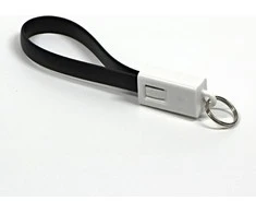 Logo USB kabelis (2.0), USB A M - microUSB (M), 0.2m, juoda, blister, breloczek na klucze, EOL
