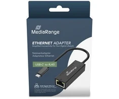 „MediaRange“ USB-C tinklo adapteris su RJ45 prievadu, 20 cm, juodas