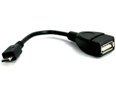USB kabelis (2.0), microUSB (M) - USB A F, 0.15m, OTG, juoda, EOL