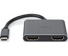 Nedis USB-C™ Adapteris USB 3.2 Gen 1 | USB-C™ Stecker | 2x HDMI™ | | 4K@30Hz | 0.10 m | Rund | Vernickelt | PVC | Juodas