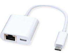 USB adapteris Roline USB-C - RJ-45 + USB-C, baltas (12.02.1100)