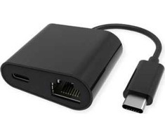 Value USB adapteris Triton USB-C - RJ-45 + USB-C, juodas (12.99.1118)