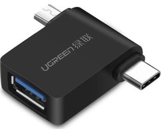 UGREEN 2in1 adapteris OTG USB-A 3.0 – USB-C ir microUSB juodas