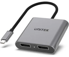 Unitek V1404A adapteris USB-C, 2x prievadas DP 1.4 8K 60Hz