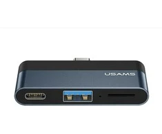 USAMS Adapteris šakotuvas USB 3.0/USB-C/Micro SD pilkos spalvos SJ491šakotuvas01 (US-SJ491)
