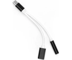 OEM adapteris AUX 2in1 C tipo (vyras) į C tipo (lizdas) / Jack 3,5 mm (lizdas) juodas