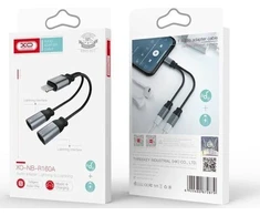 Adapteris USB XO NBR160A Lightning - Lightning x2 Sidabrinė