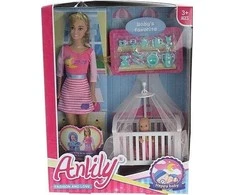 Adar 29 cm lėlė su lova ir mini lėle