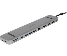 Ausinės Adesso Plusonic USB-C Docking Adapteris/Hub 9in1 su HDMI/DP/LAN/USB