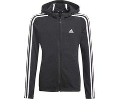 Adidas Essentials 3S Jaunimo džemperis su gobtuvu ir užtrauktuku GQ8356