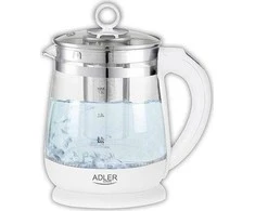 Adler | Virdulys | AD 1299 | Electric | 2200 W | 1.5 L | Glass/Nerūdijantis plienas | 360° rotational base | Baltas